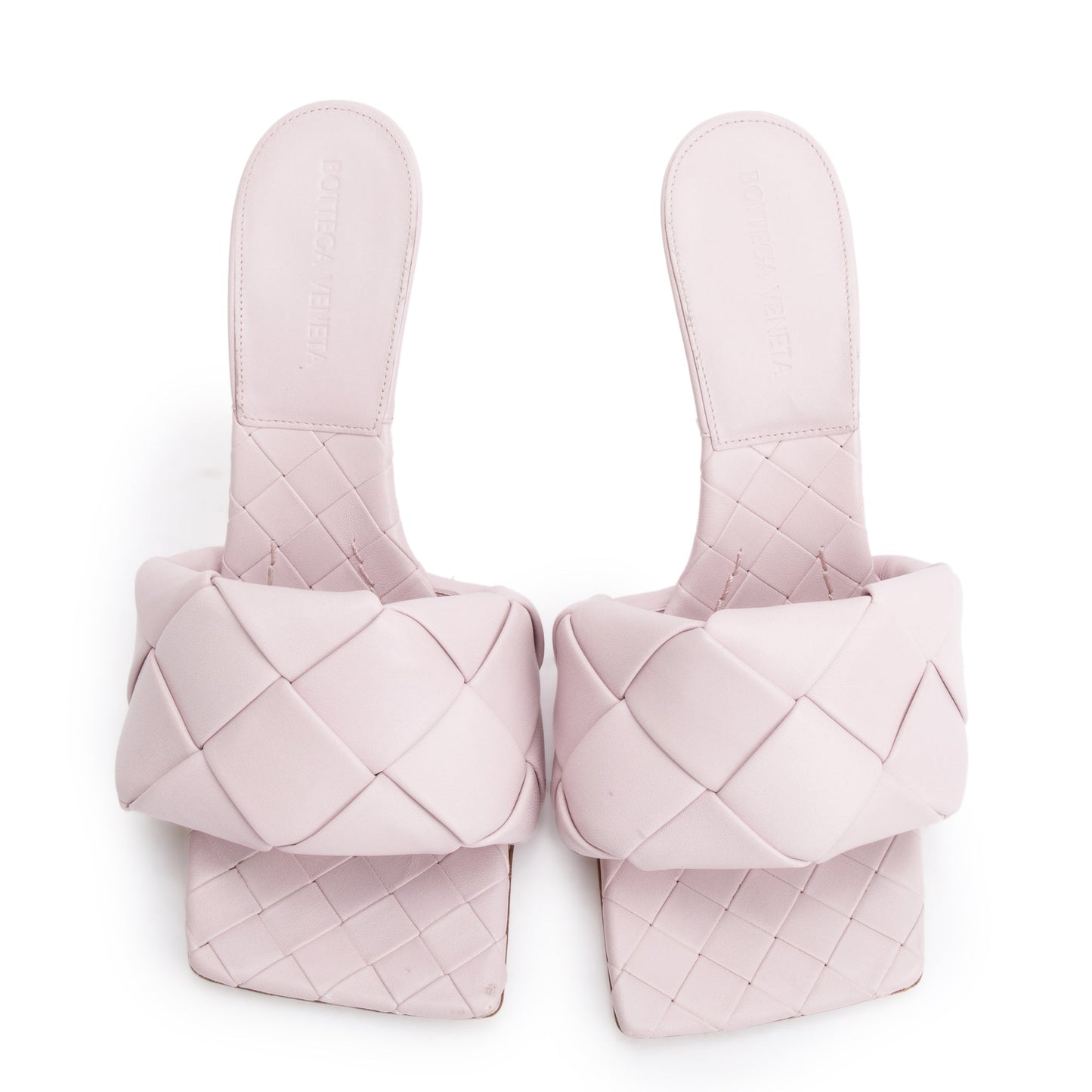 Bottega Veneta Pink Lambskin Leather Padded Sandals, Size 37.5