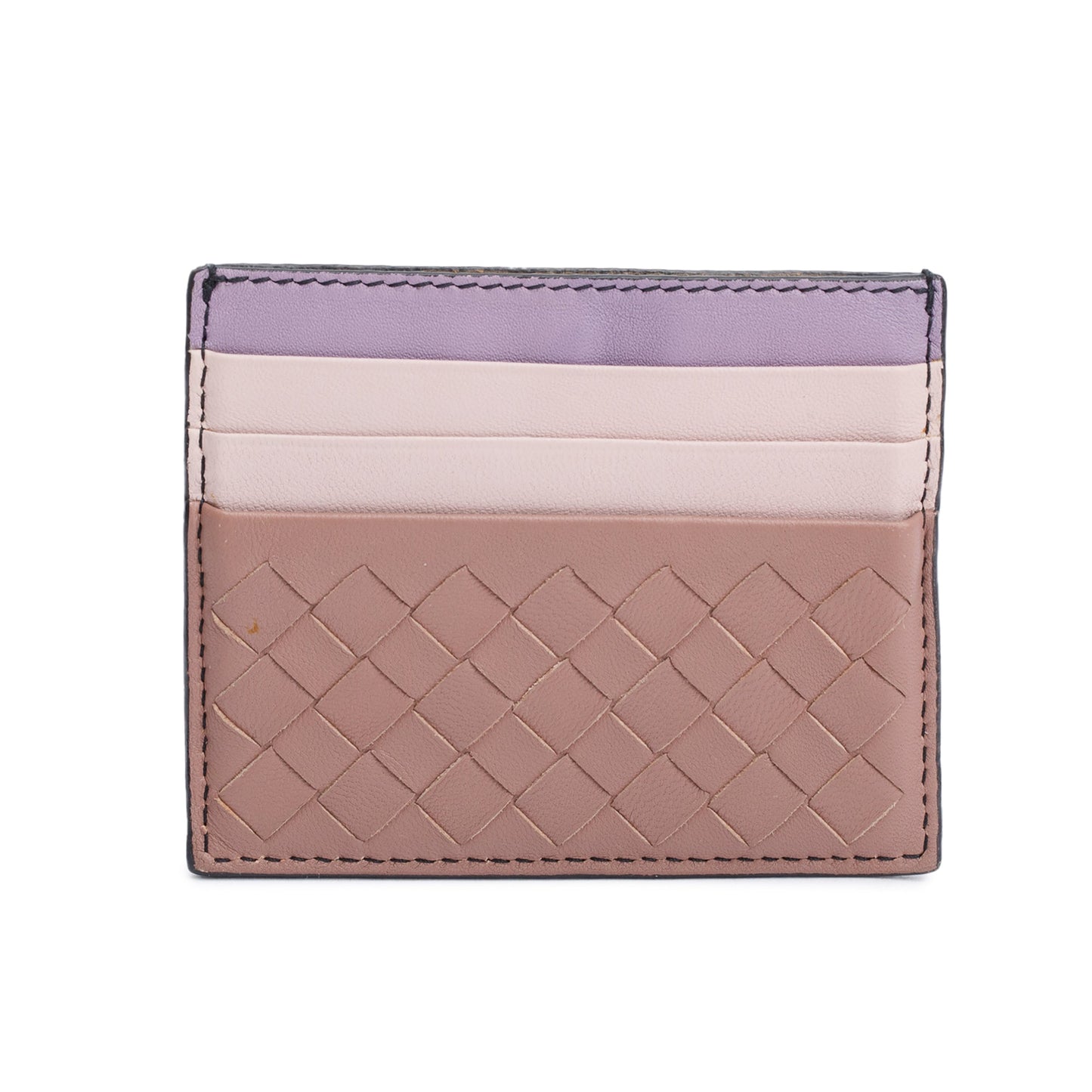 Bottega Veneta Tricolor Intrecciato Nappa Leather Intrecciato Card Holder