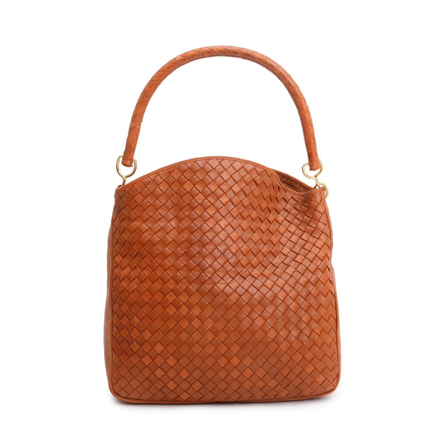 Bottega Veneta Vintage Tan Intrecciato Leather Small Hobo