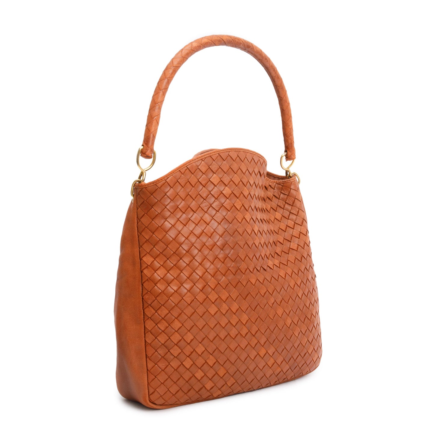 Bottega Veneta Vintage Tan Intrecciato Leather Small Hobo