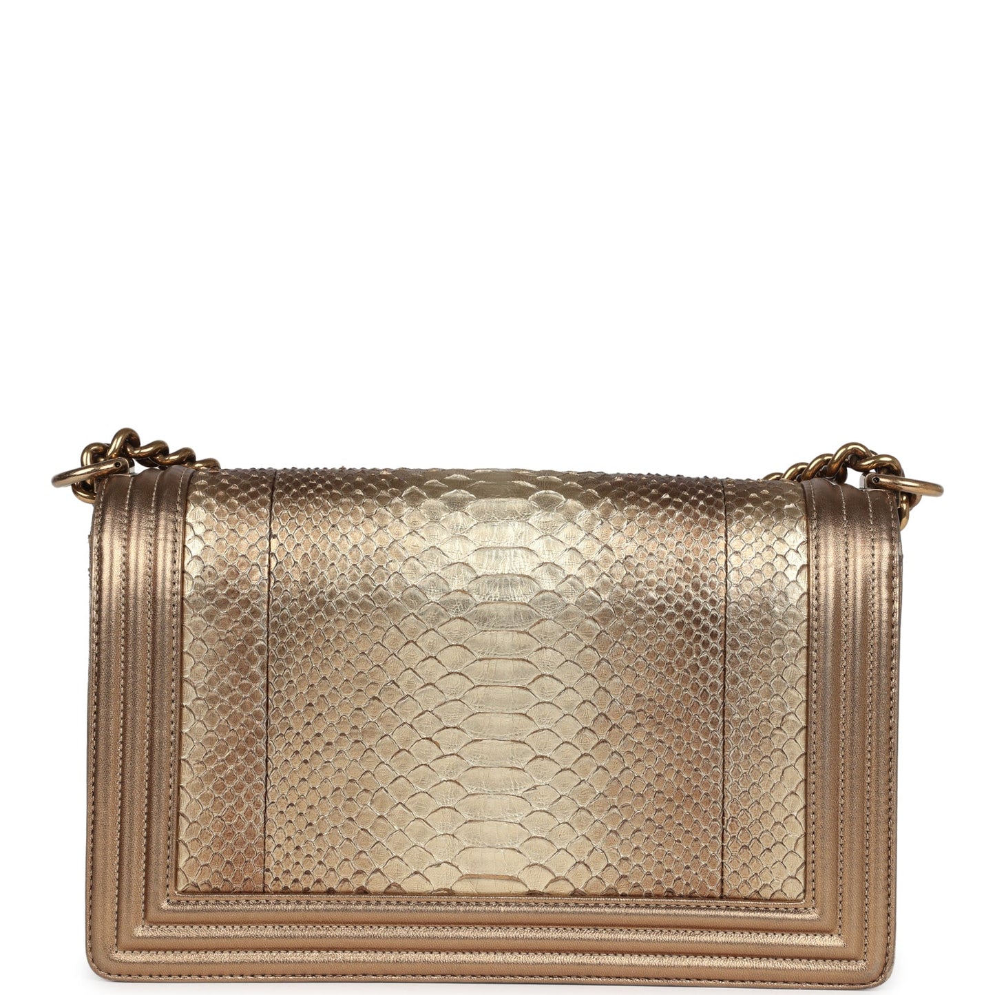 Chanel Medium Boy Bag Metallic Gold Python Antique Gold Hardware