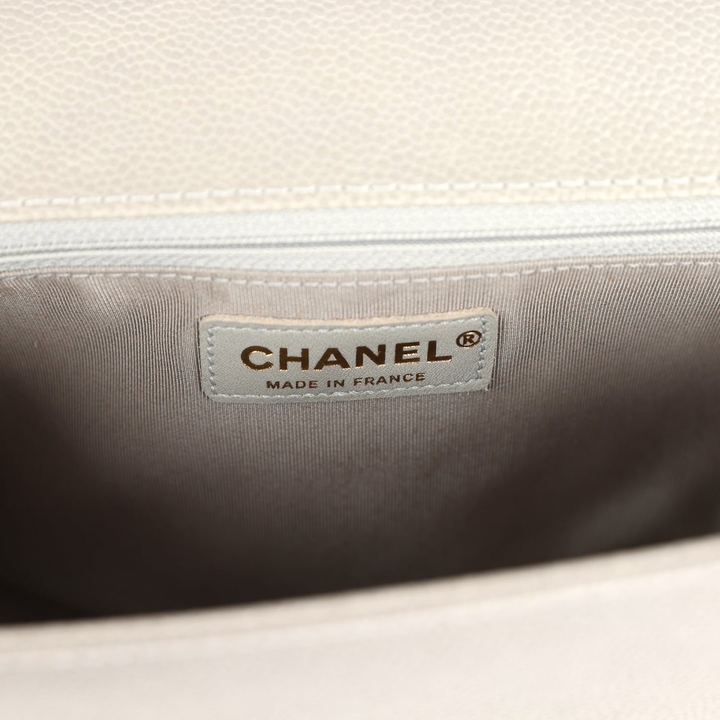 Chanel New Medium Boy Bag Grey Caviar Antique Gold Hardware