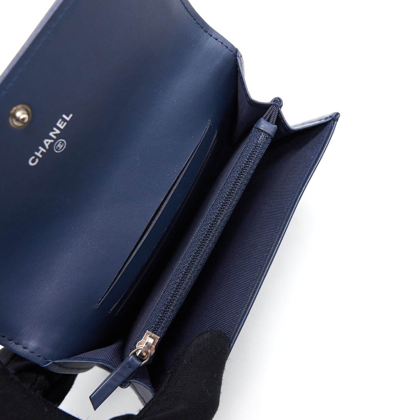 Chanel Flap Wallet Patent Leather Dark Blue Serial 20