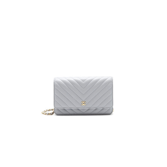 Chanel Wallet On Chain 20c Light Grey LGHW Crossbody