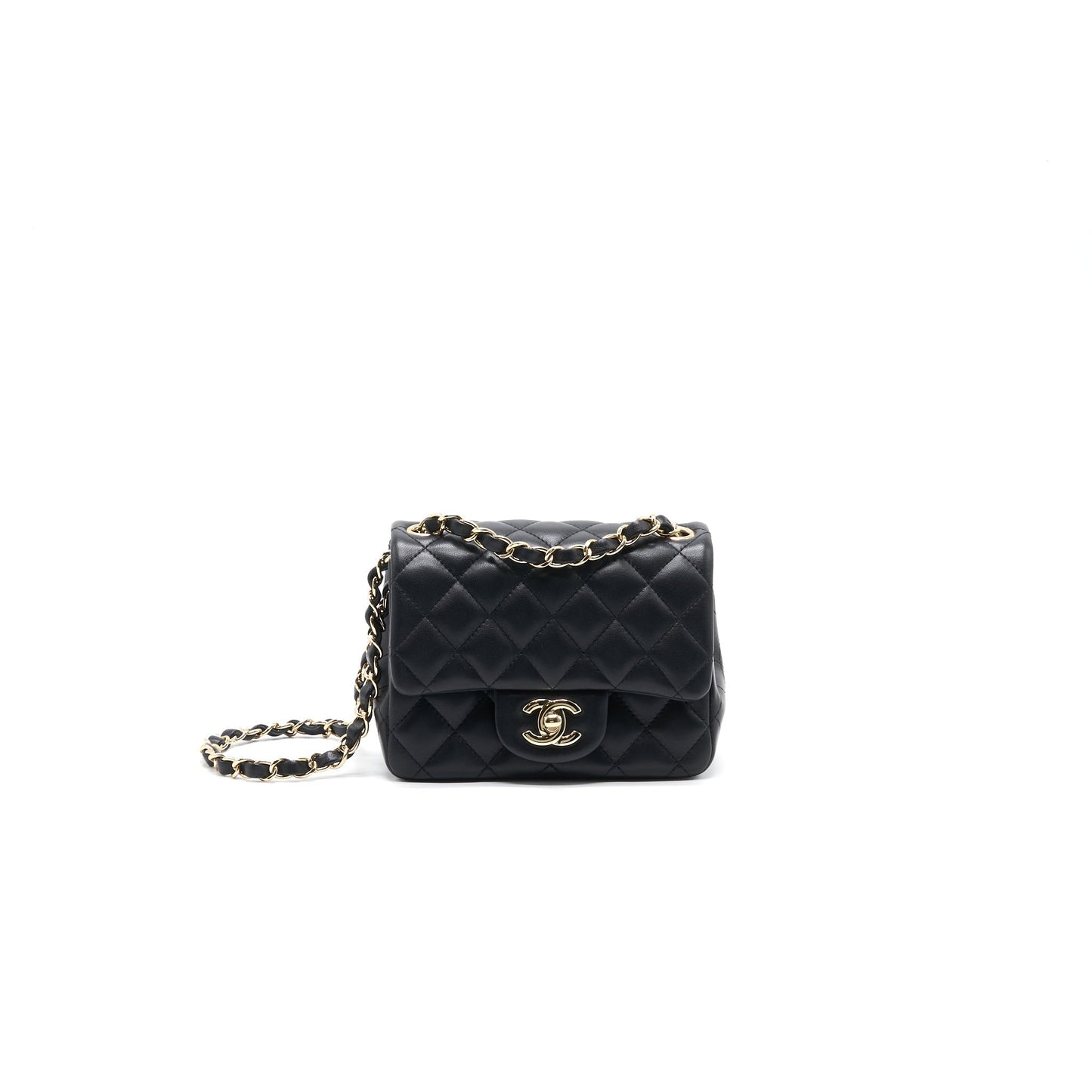 Chanel Mini Square Lambskin Black LGHW Handbag