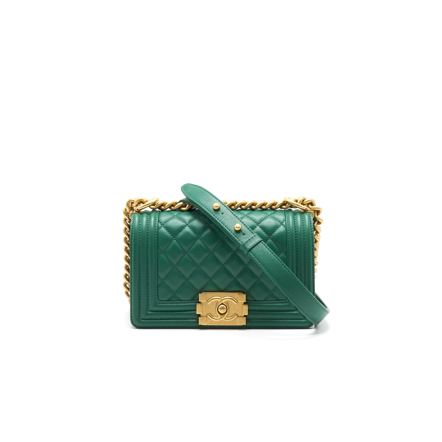 Chanel Small Leboy Lambskin Green GHW Handbag