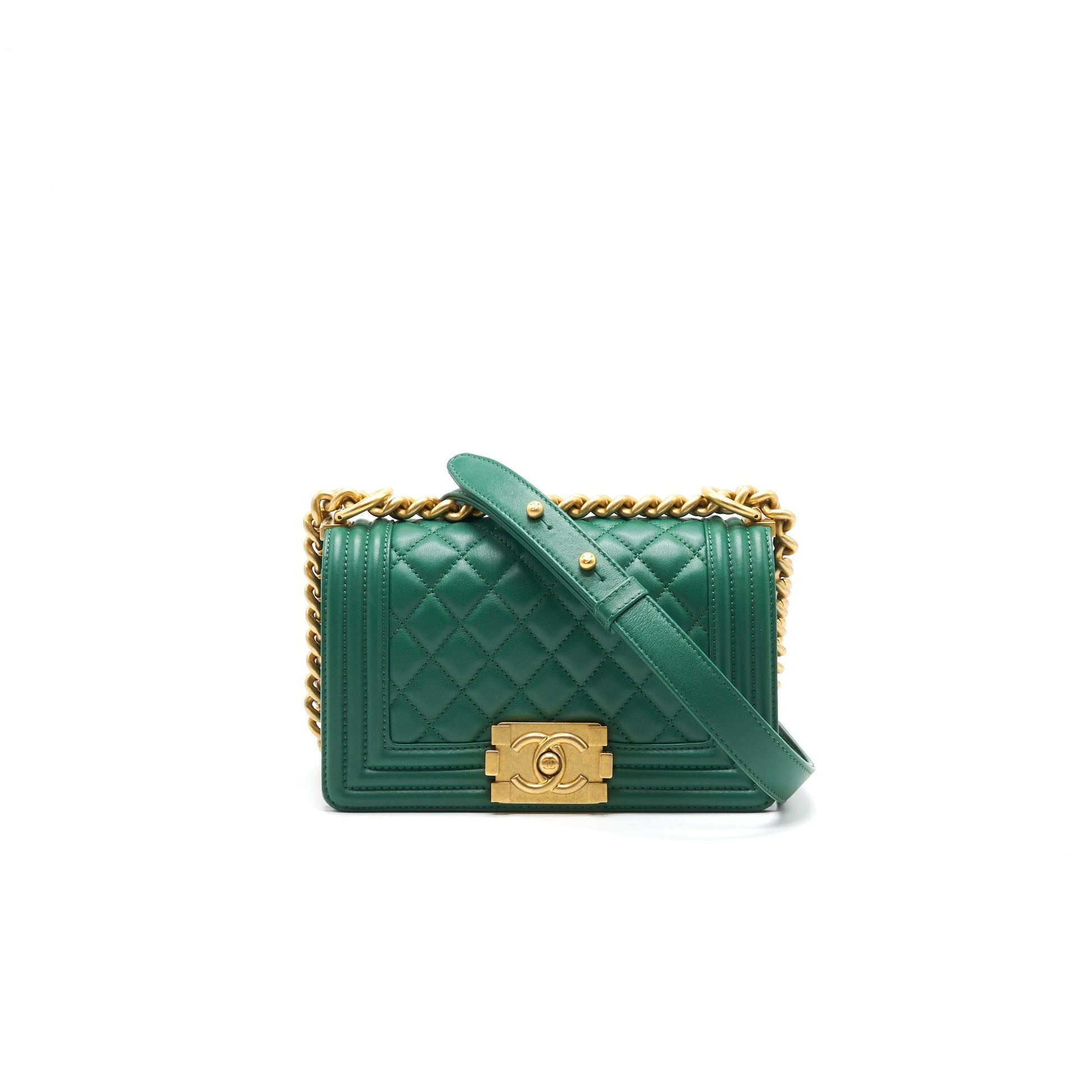 Chanel Small Leboy Lambskin Green GHW Handbag