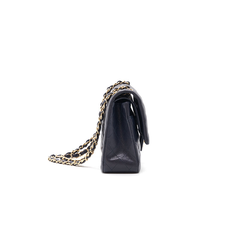 Chanel medium 25cm Classiccal double flap cavier Navy LGHW year 2020 Shoulder Bag