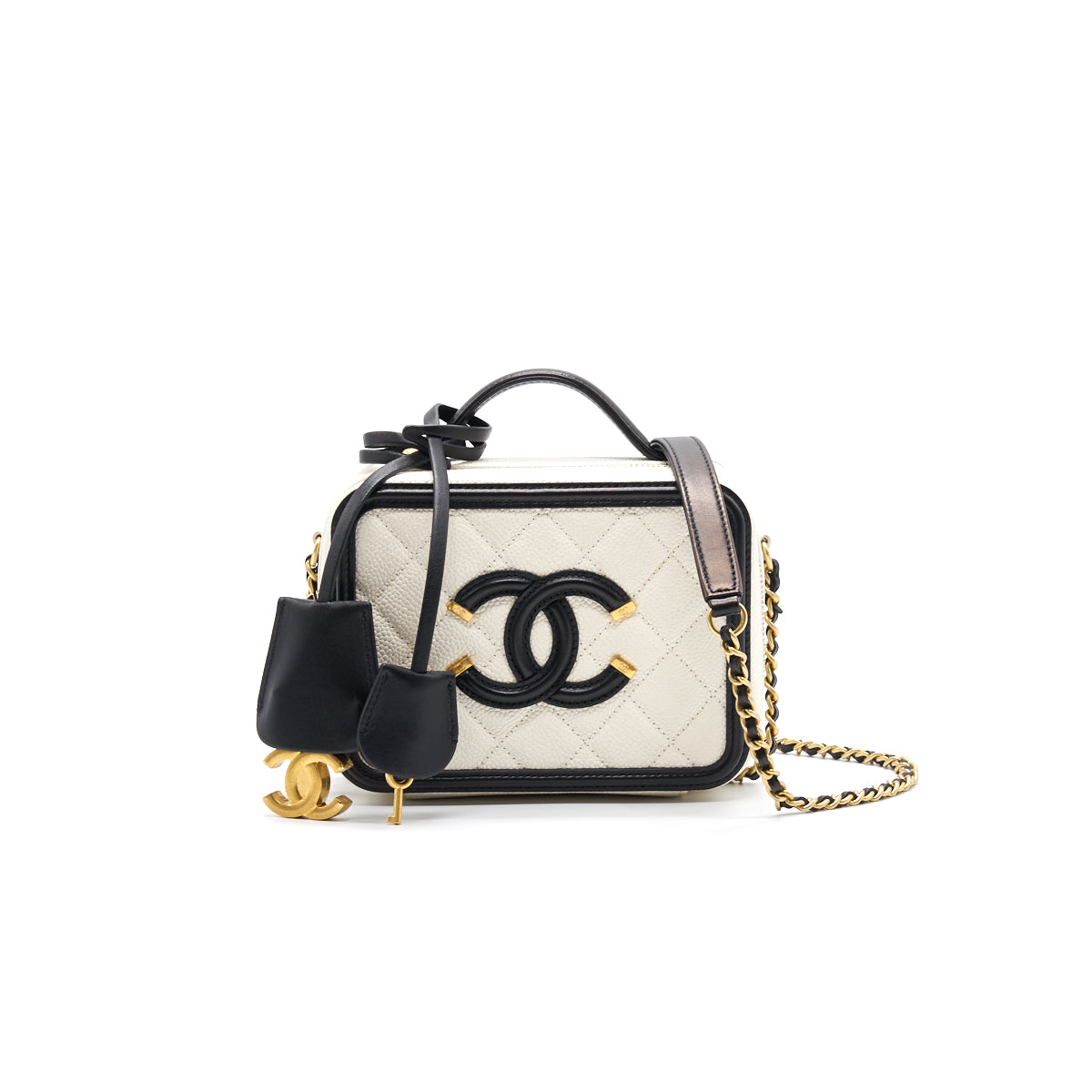Chanel Caviar Small Vanity case black & white GHW Handbag