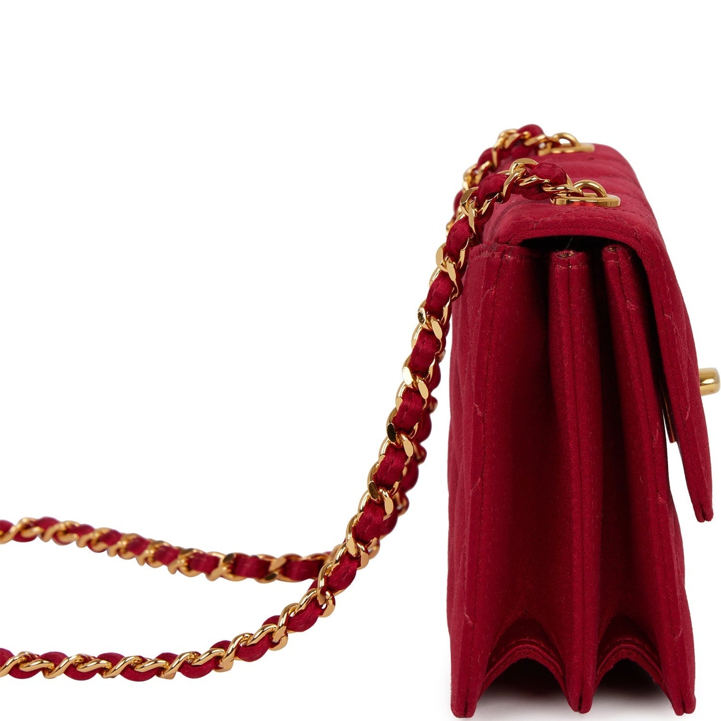 Chanel  Mini Flap Bag Red Satin Gold Hardware