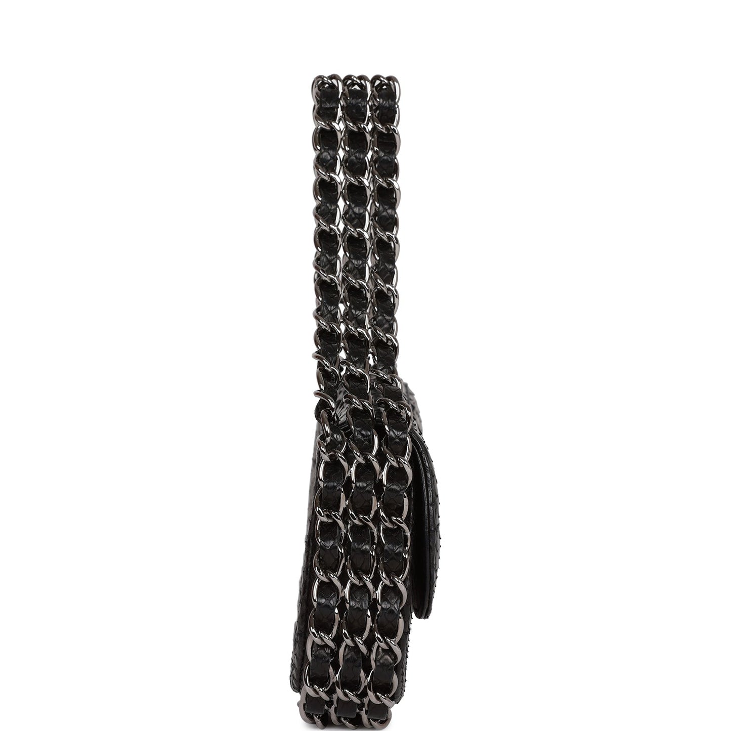 Chanel  Mini Flap Bag Black Python Silver Hardware