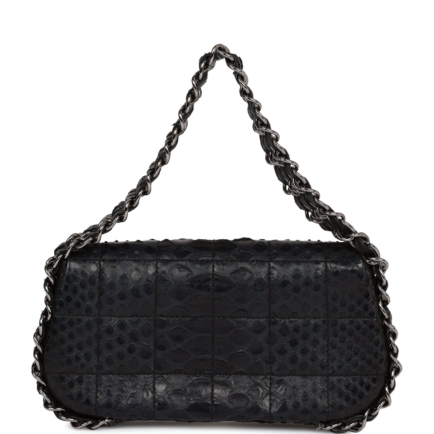 Chanel  Mini Flap Bag Black Python Silver Hardware