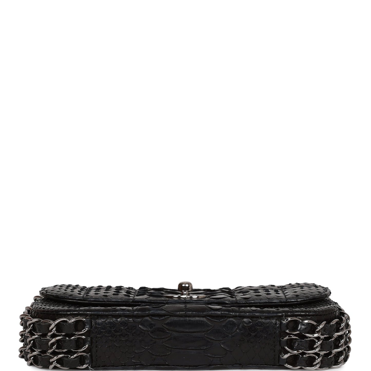 Chanel  Mini Flap Bag Black Python Silver Hardware