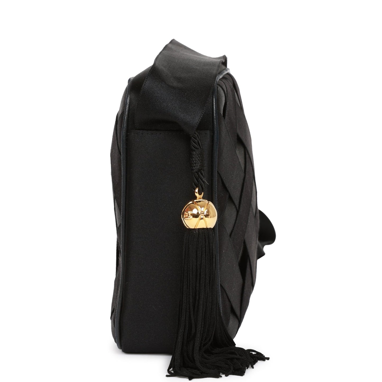 Chanel  Ribbon Camera Bag Black Satin Gold Hardware