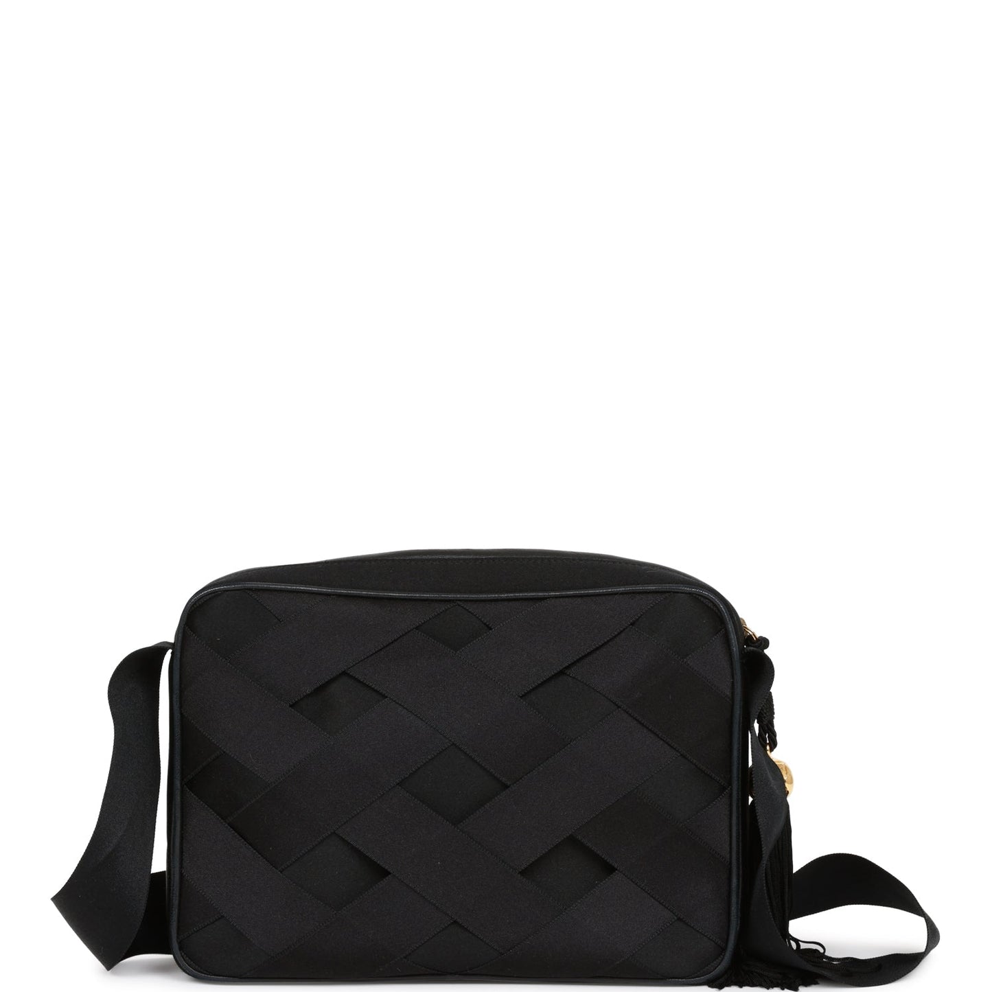 Chanel  Ribbon Camera Bag Black Satin Gold Hardware