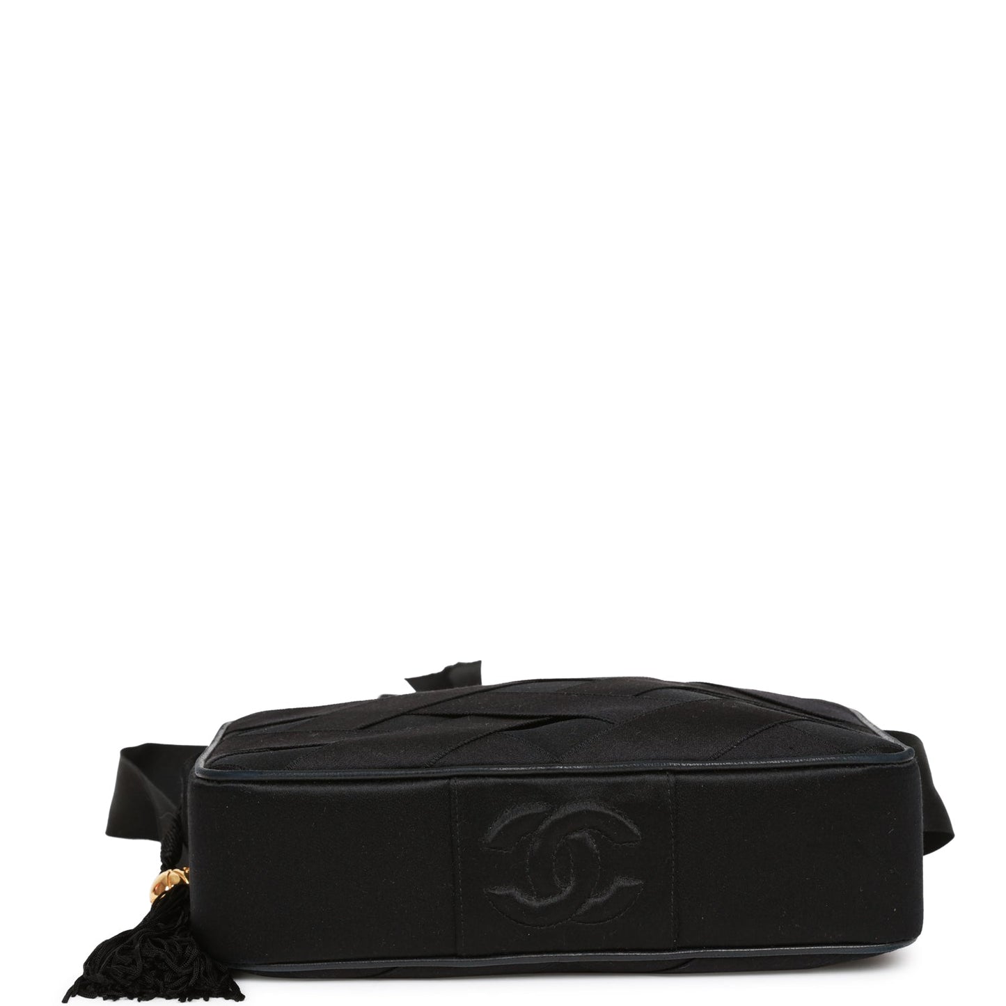 Chanel  Ribbon Camera Bag Black Satin Gold Hardware