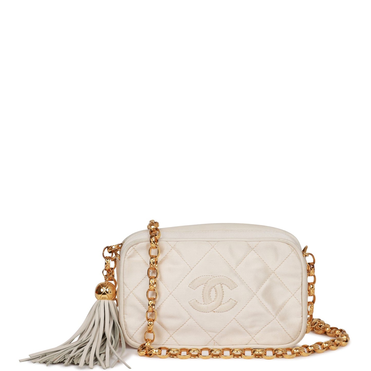 Chanel  Mini Camera Bag Beige Satin Gold Hardware