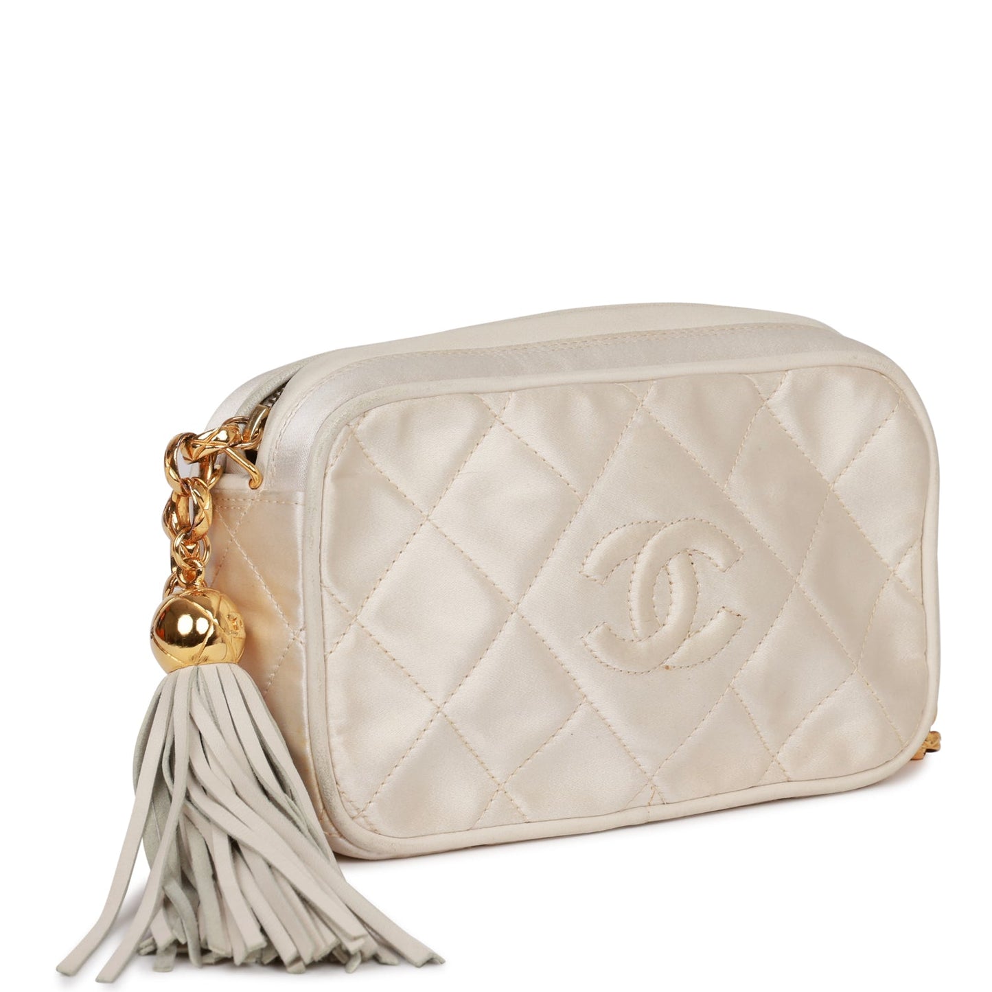 Chanel  Mini Camera Bag Beige Satin Gold Hardware