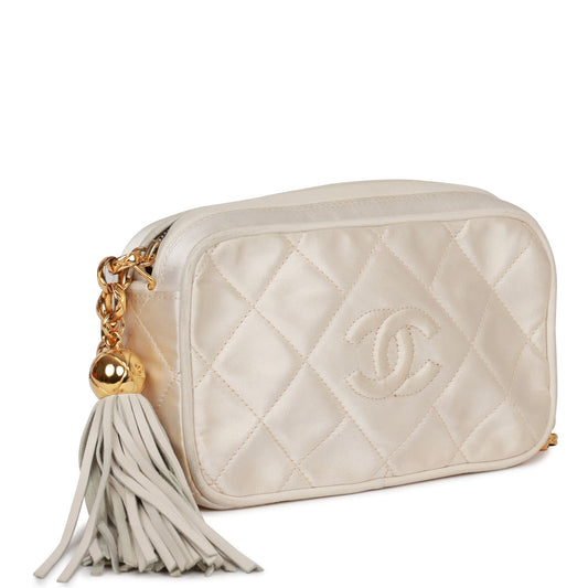 Chanel  Mini Camera Bag Beige Satin Gold Hardware