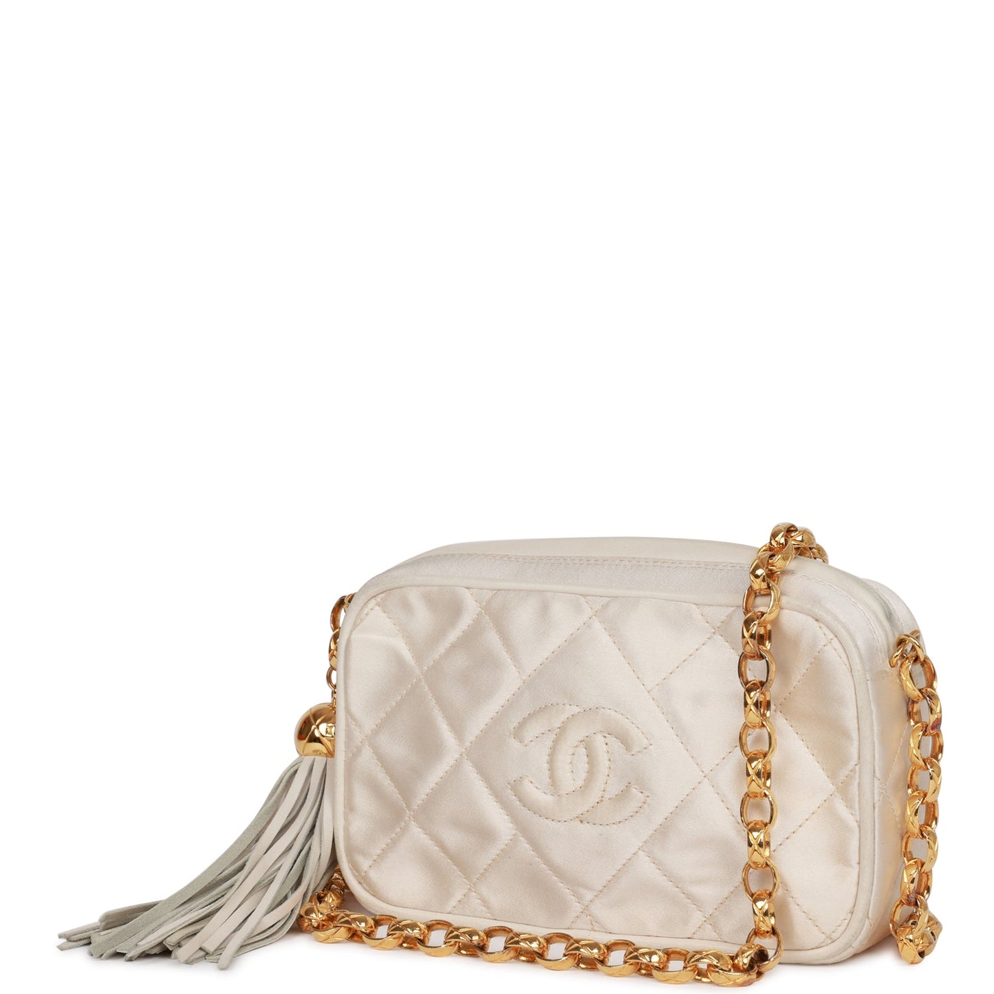 Chanel  Mini Camera Bag Beige Satin Gold Hardware
