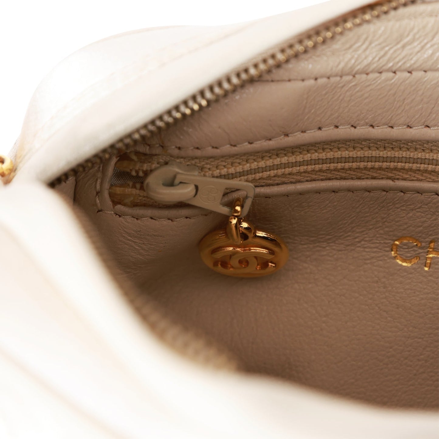 Chanel  Mini Camera Bag Beige Satin Gold Hardware