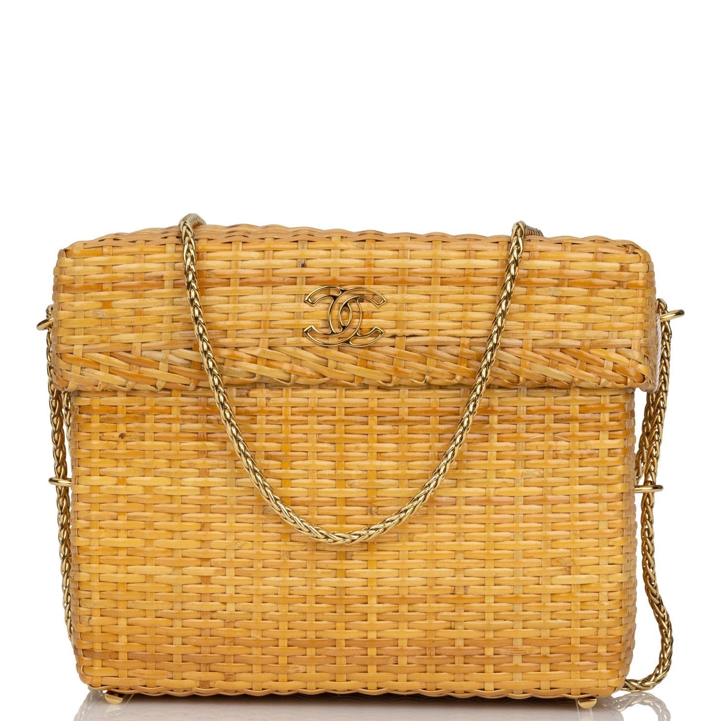Chanel  Small Picnic Basket Bag Natural Wicker Gold Hardware