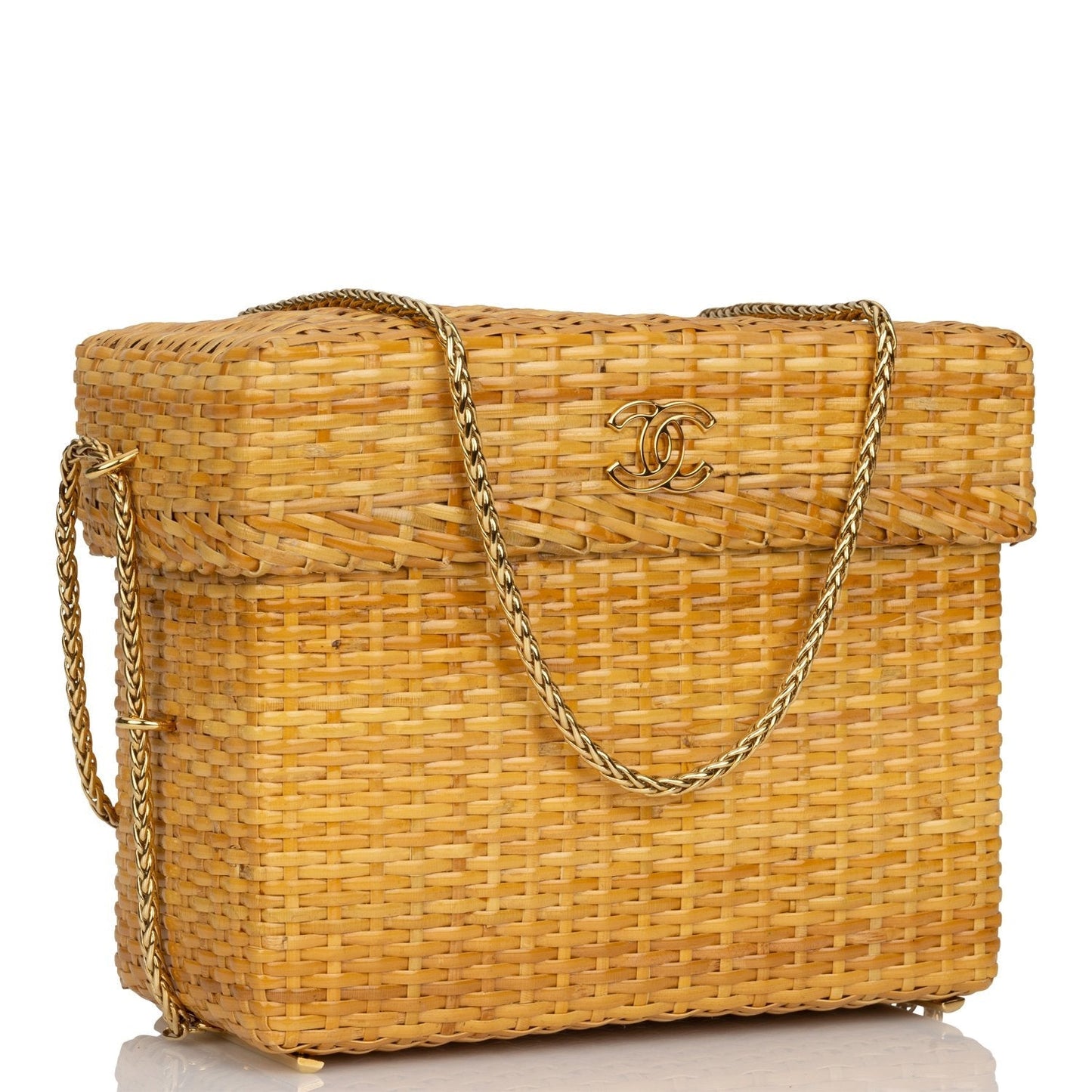 Chanel  Small Picnic Basket Bag Natural Wicker Gold Hardware