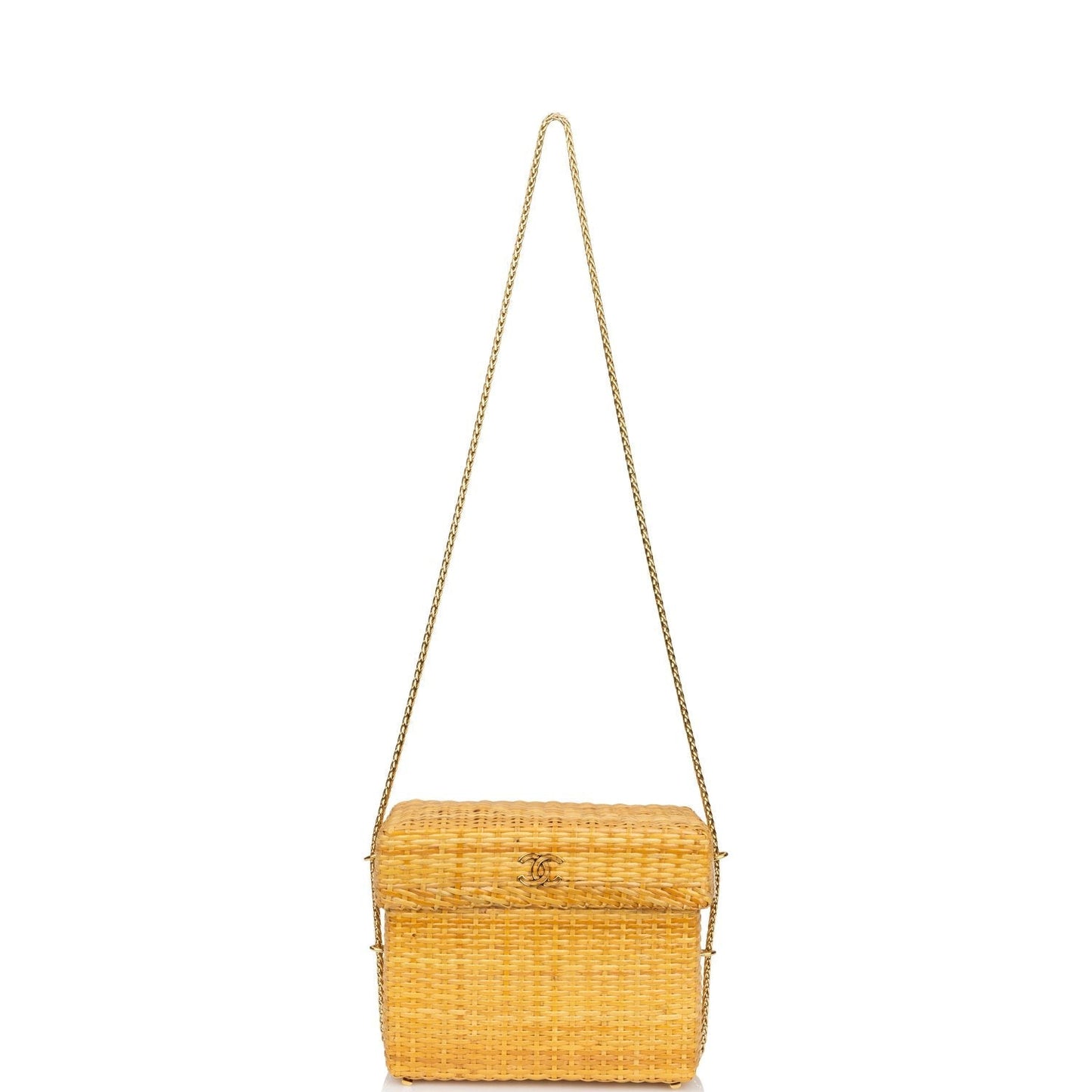 Chanel  Small Picnic Basket Bag Natural Wicker Gold Hardware
