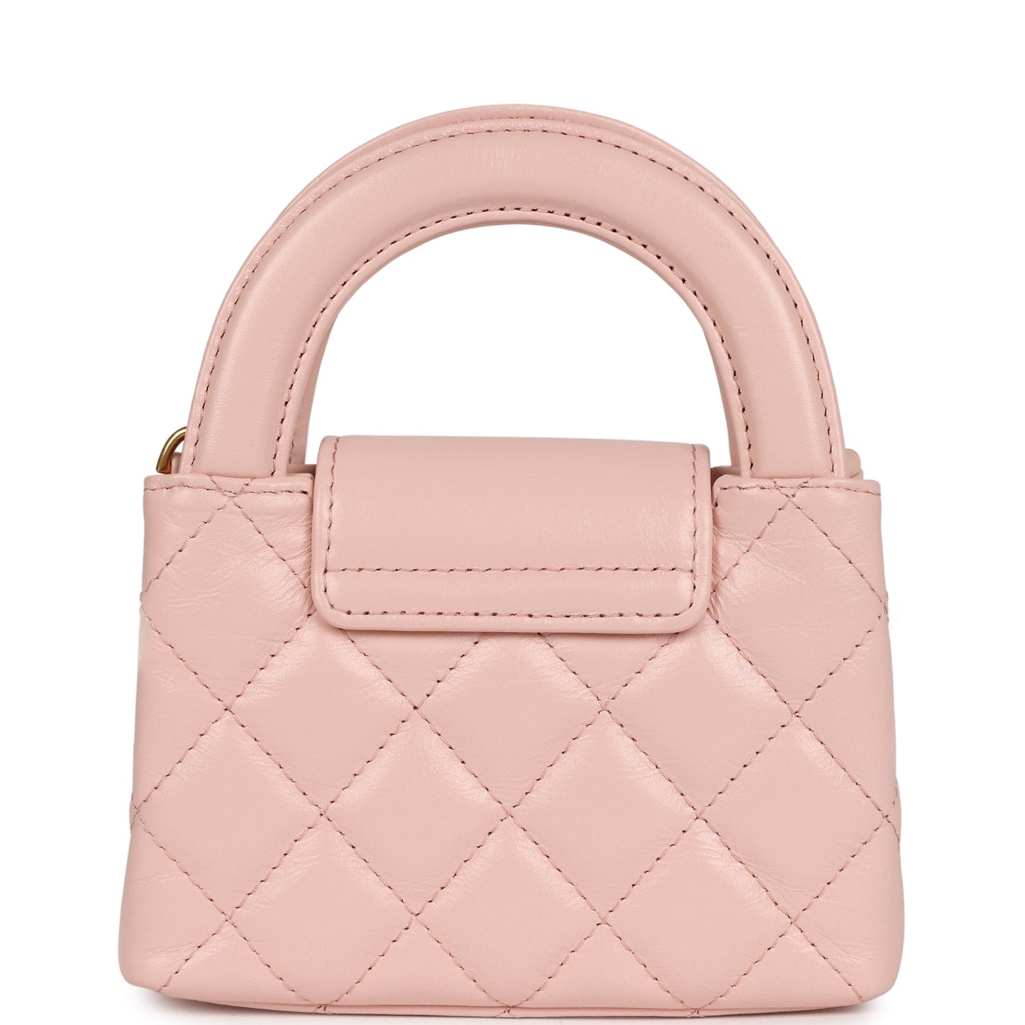 Chanel Nano Kelly Shopper Pink Shiny Aged Calfskin Brushed Gold Hardware