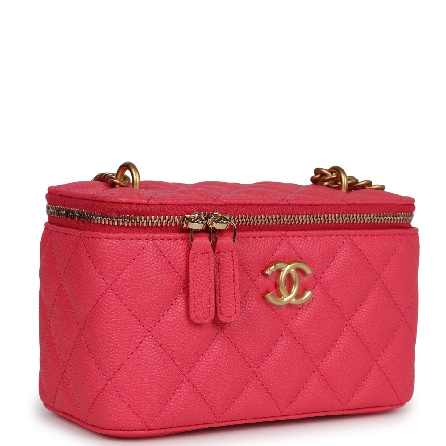 Chanel Small Vanity Case Hot Pink Caviar Brushed Gold Hardware