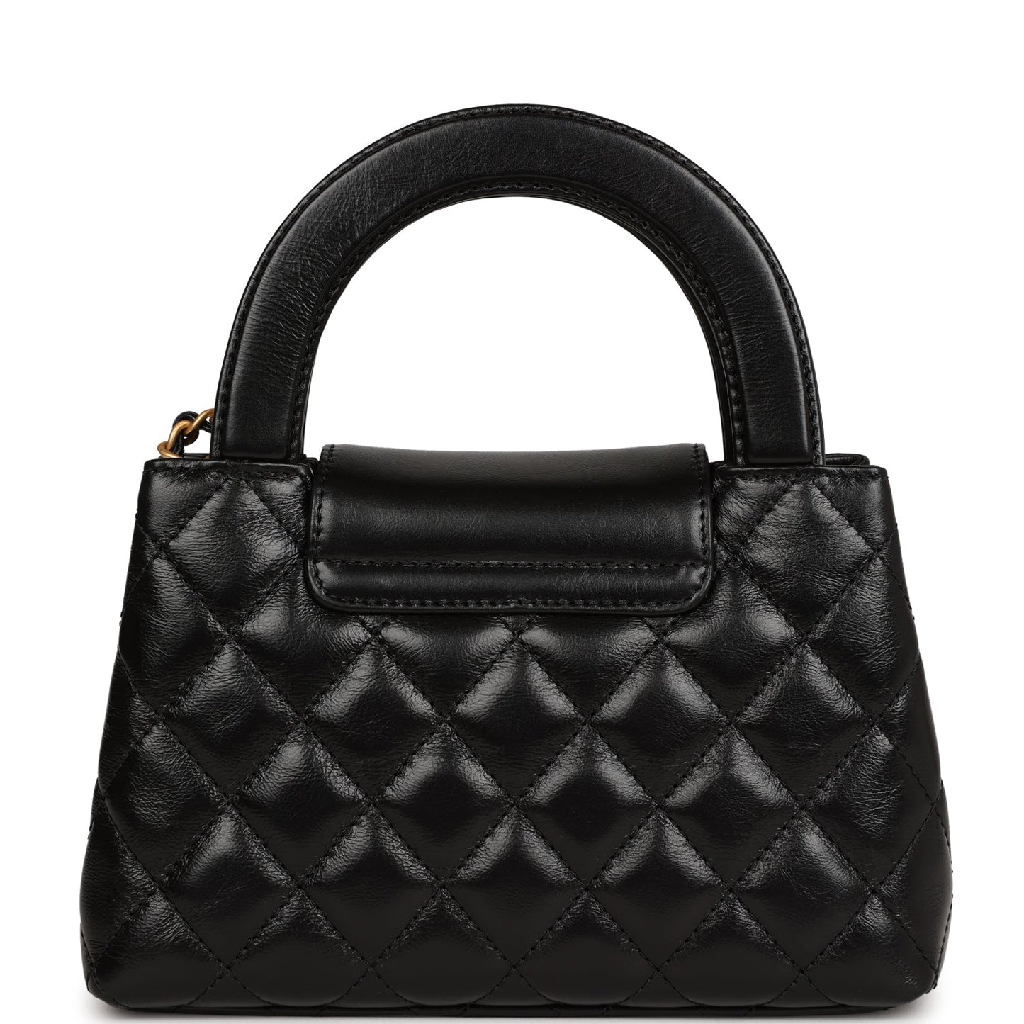 Chanel Small Kelly Shopper Black Shiny Aged Calfskin Brushed Gold Hardware