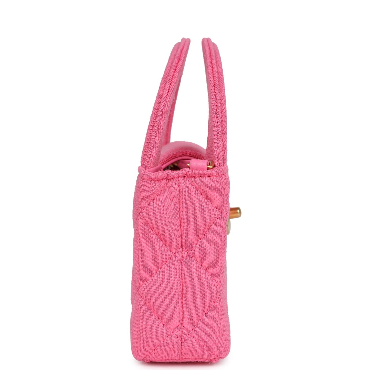 Chanel Nano Kelly Shopper Pink Jersey Brushed Gold Hardware