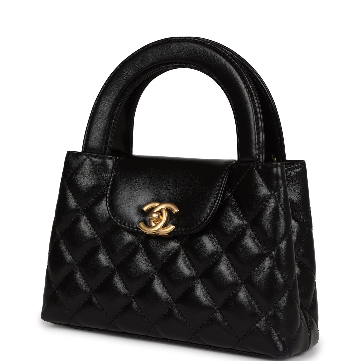 Chanel Small Kelly Shopper Black Shiny Aged Calfskin Brushed Gold Hardware