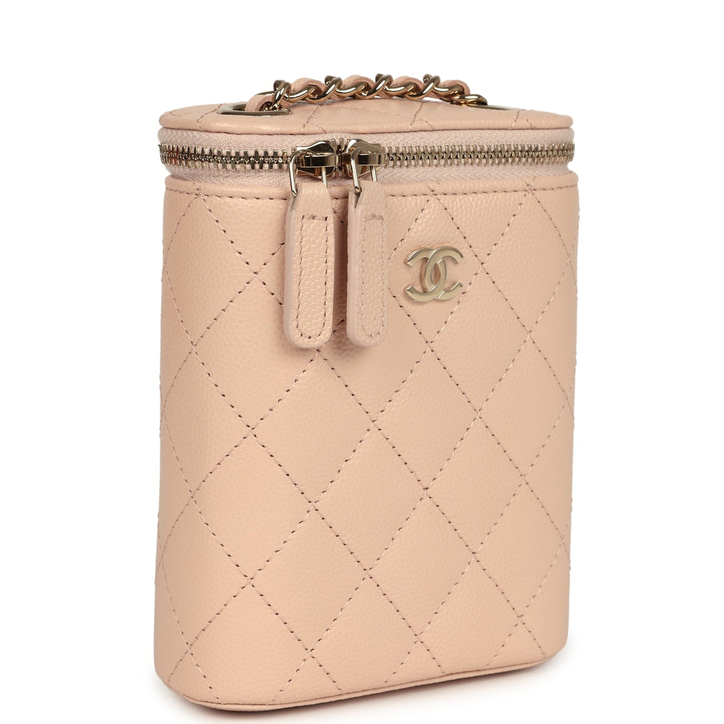 Chanel Mini Clutch Vanity Bag Beige Caviar Light Gold Hardware