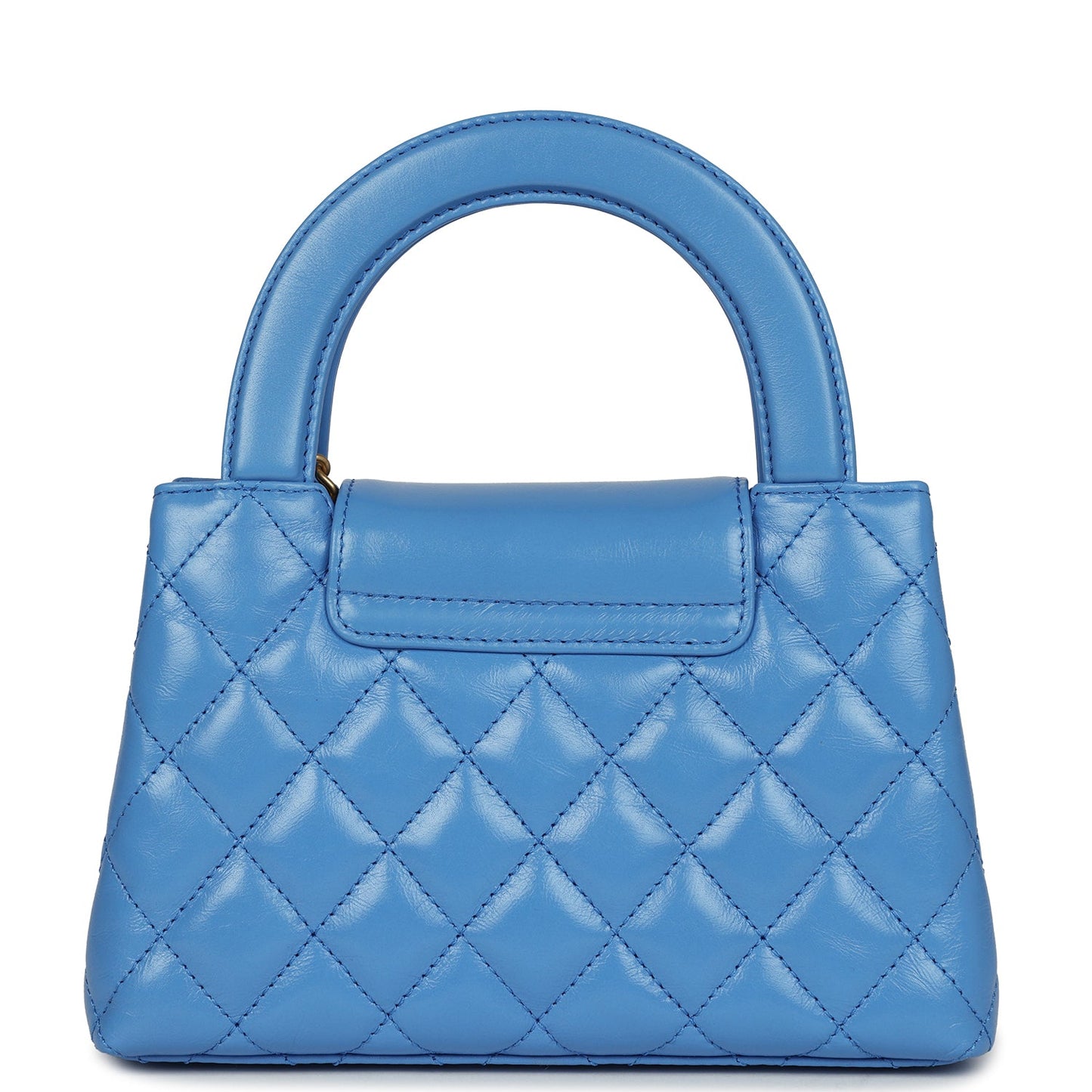 Chanel Small Kelly Shopper Blue Shiny Aged Calfskin Brushed Gold Hardware Handbag