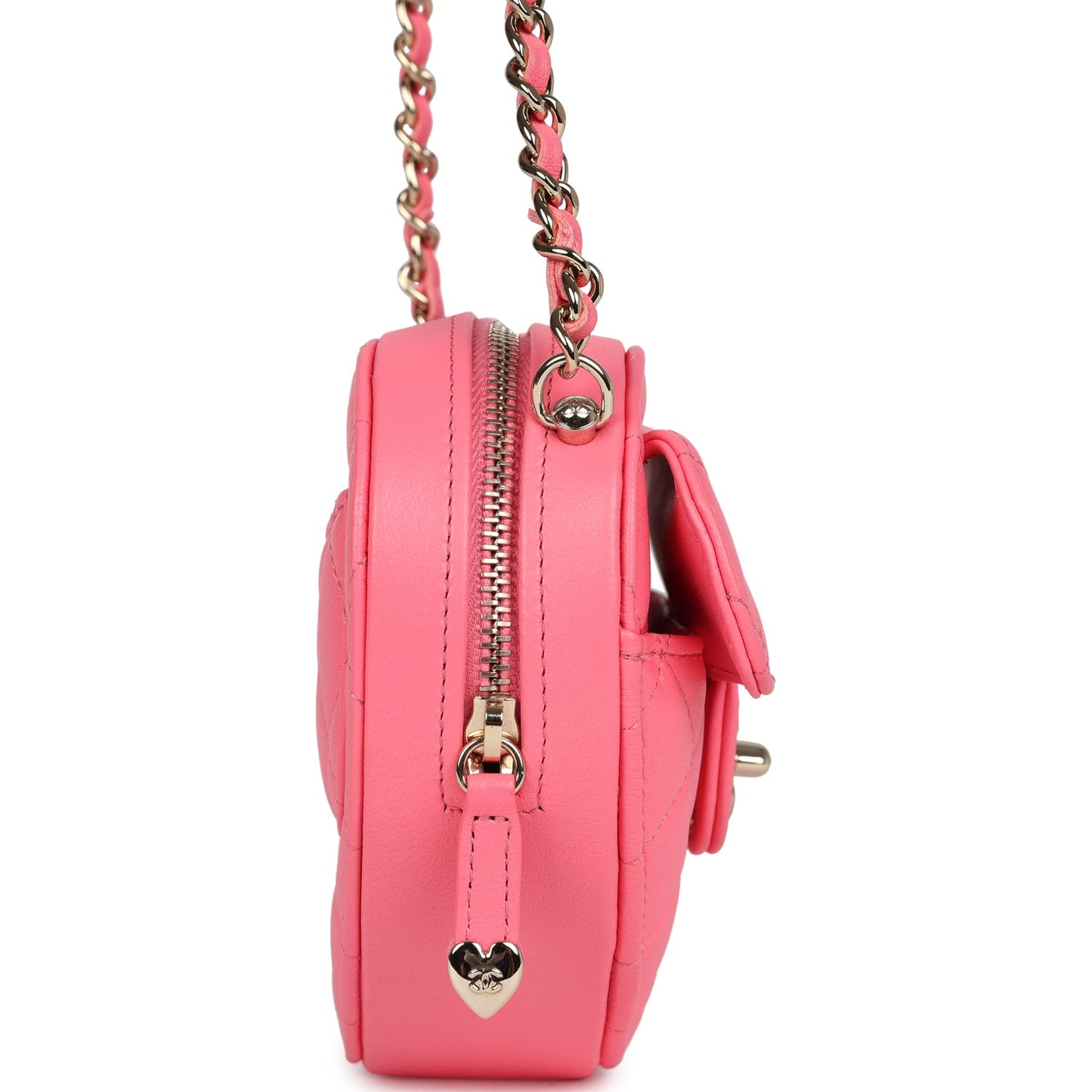 Chanel CC In Love Small Heart Bag Pink Lambskin Light Gold Hardware