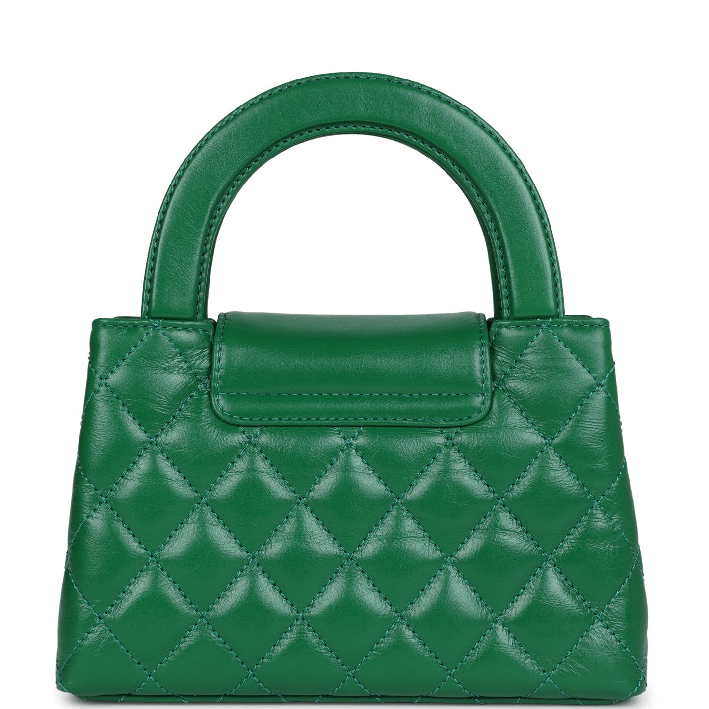 Chanel Small Kelly Shopper Dark Green Shiny Aged Calfskin Brushed Gold Hardware Handbag