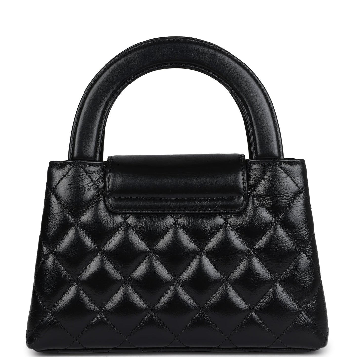 Chanel Small Kelly Shopper Black Shiny Aged Calfskin Brushed Gold Hardware Handbag