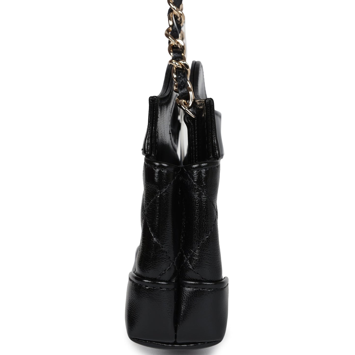 Chanel Micro 31 Shopper Black Shiny Lambskin Light Gold Hardware Kelly Handbag