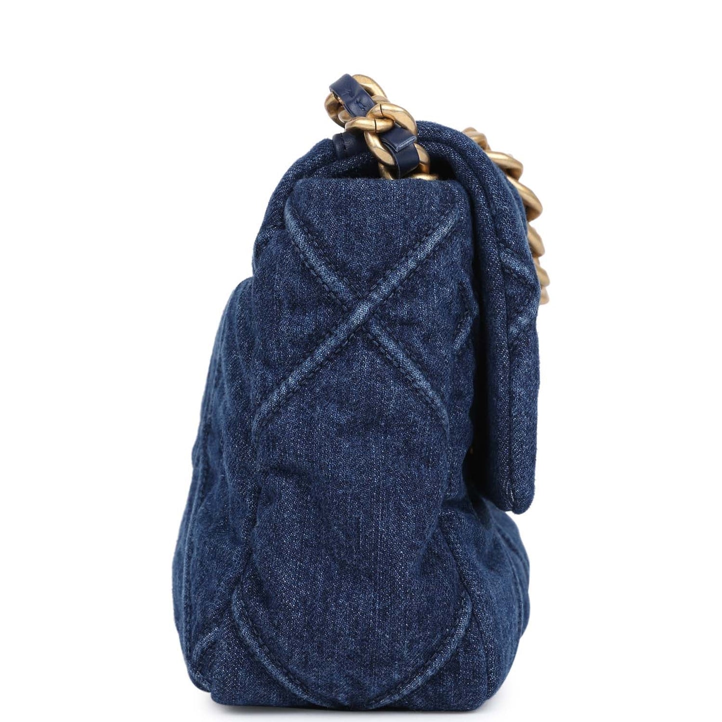 Chanel Medium 19 Flap Dark Blue Mixed Metal Hardware Shoulder Bag