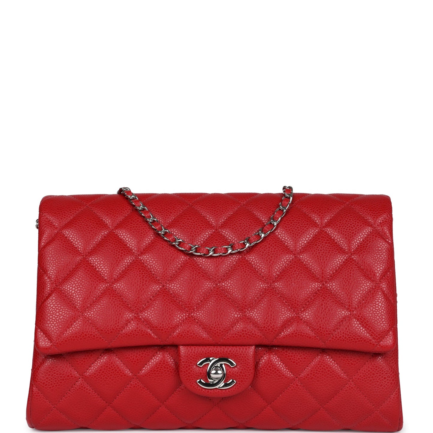 Chanel Clutch with Chain Bag Red Caviar Silver Hardware - Remaining Balance