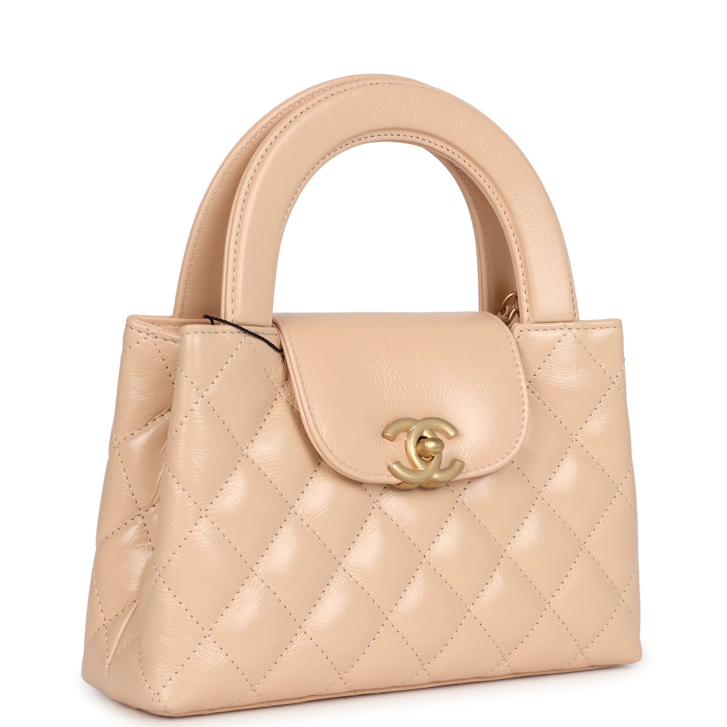 Chanel Small Kelly Shopper Beige Shiny Aged Calfskin Brushed Gold Hardware Handbag
