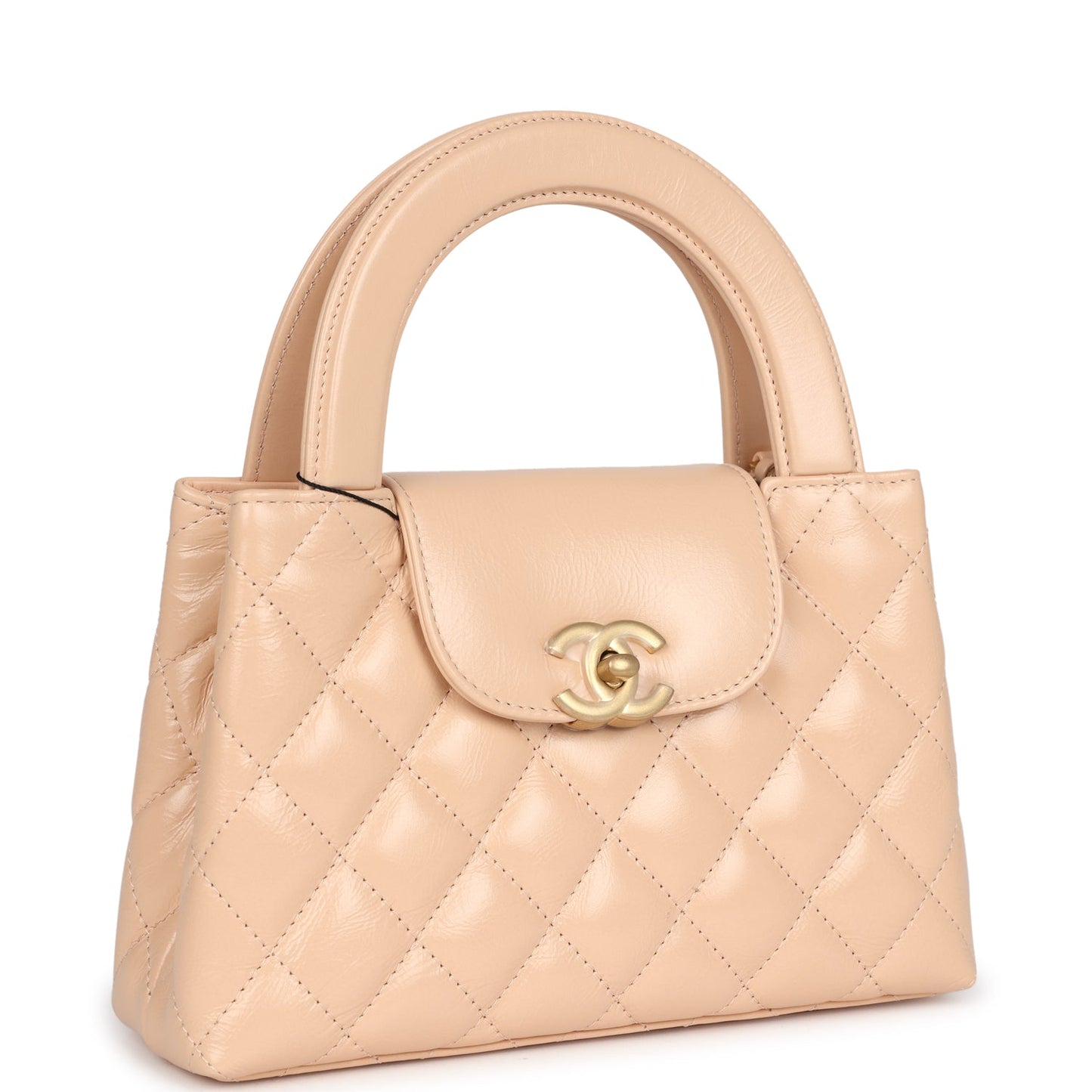 Chanel Small Kelly Shopper Beige Shiny Aged Calfskin Brushed Gold Hardware Handbag