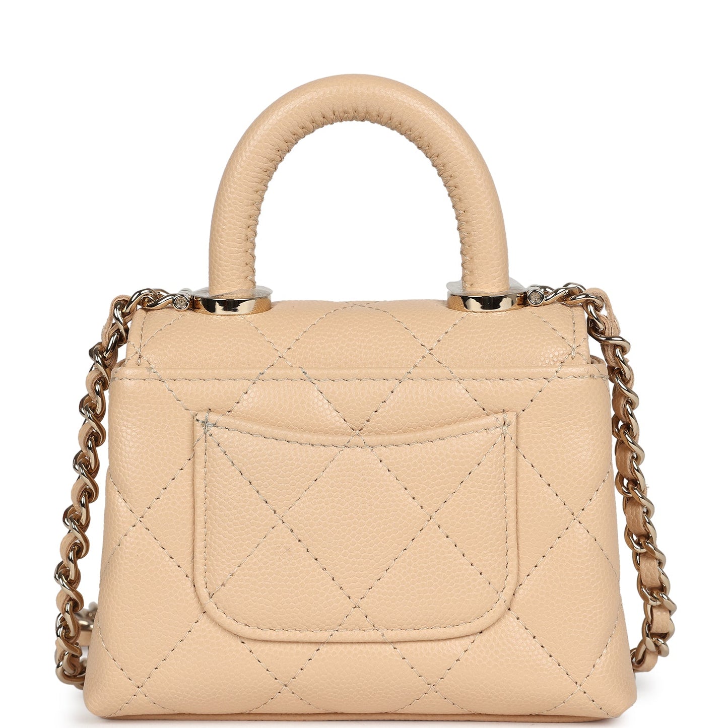 Chanel Nano Coco Top Handle Flap Bag Light Beige Caviar Light Gold Hardware Coco Handle