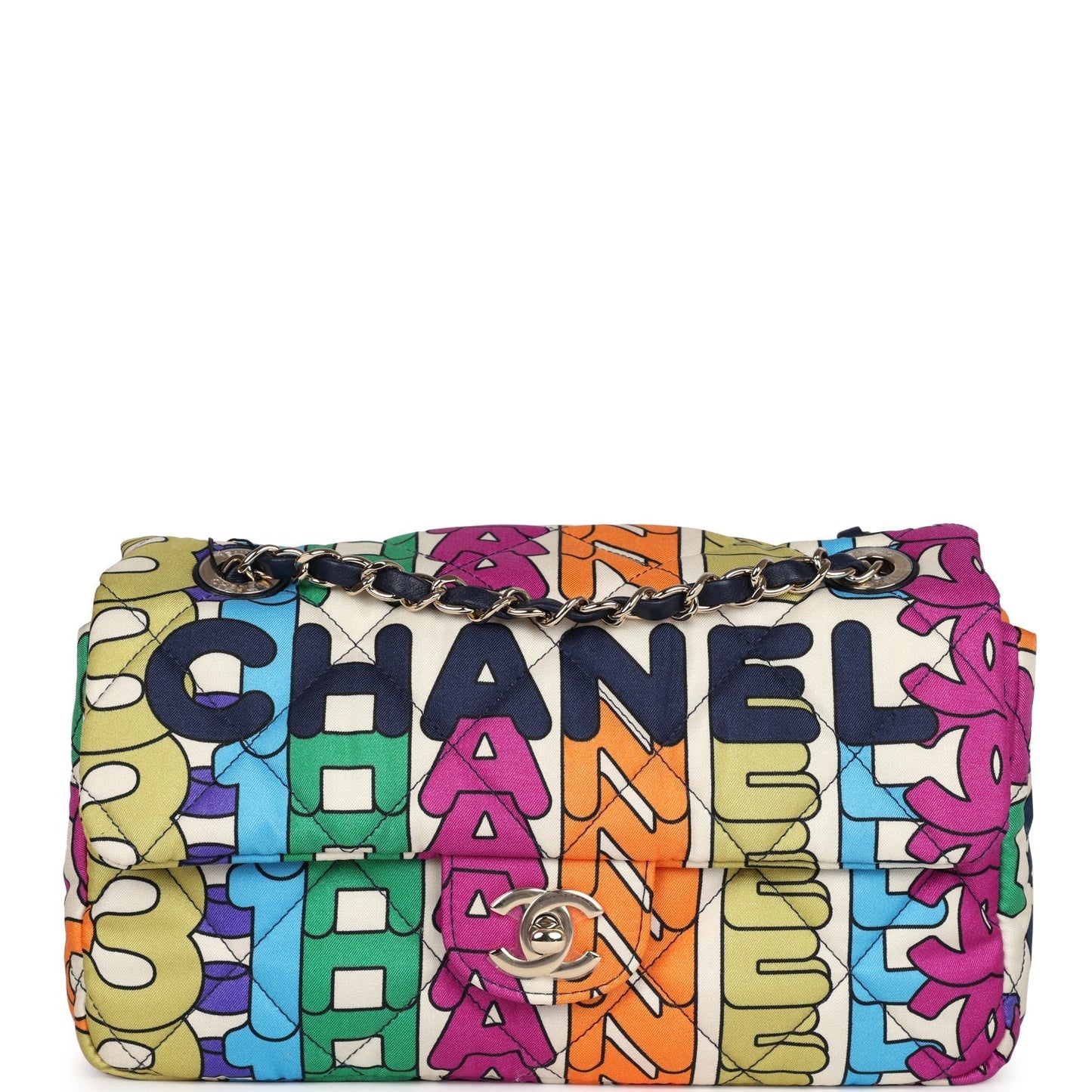 Payment 1 - Chanel Medium Flap Bag Rainbow Logo Nylon Light Gold Hardware
