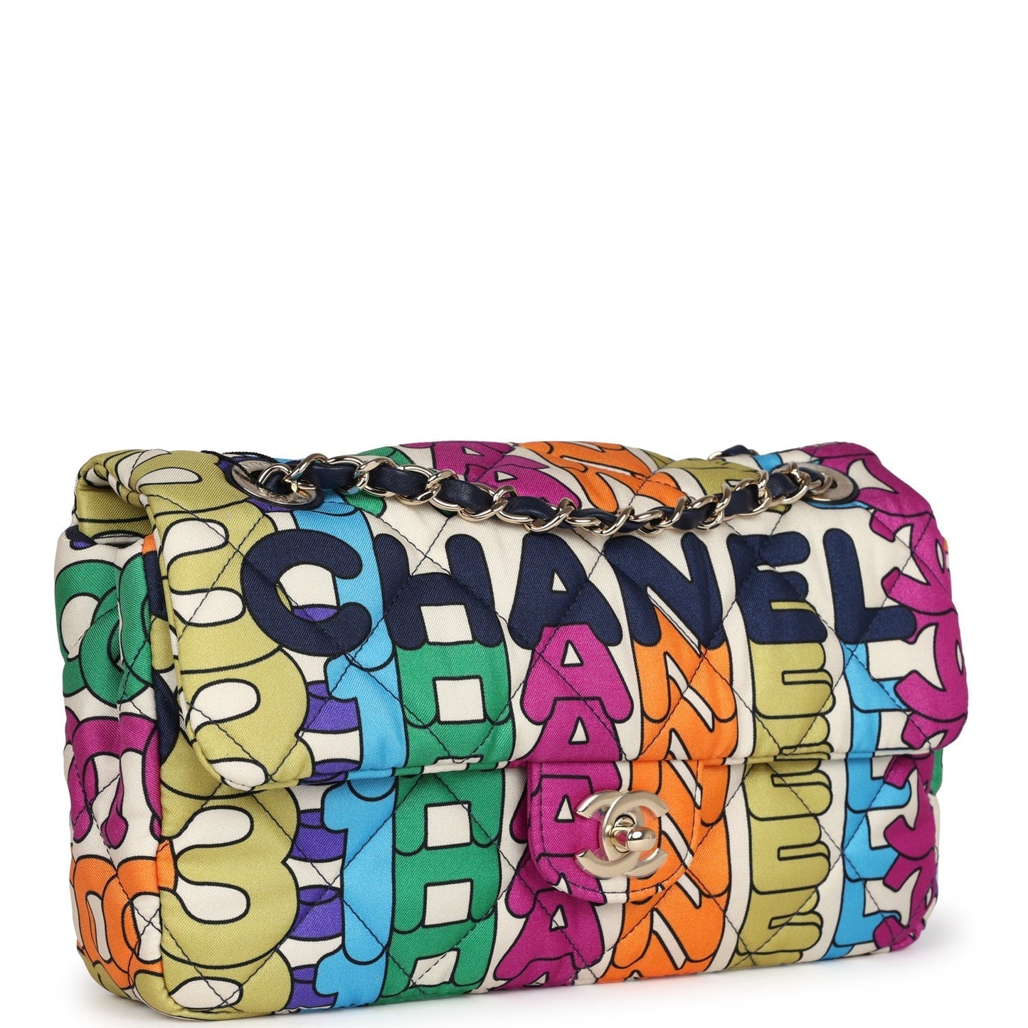 Payment 1 - Chanel Medium Flap Bag Rainbow Logo Nylon Light Gold Hardware