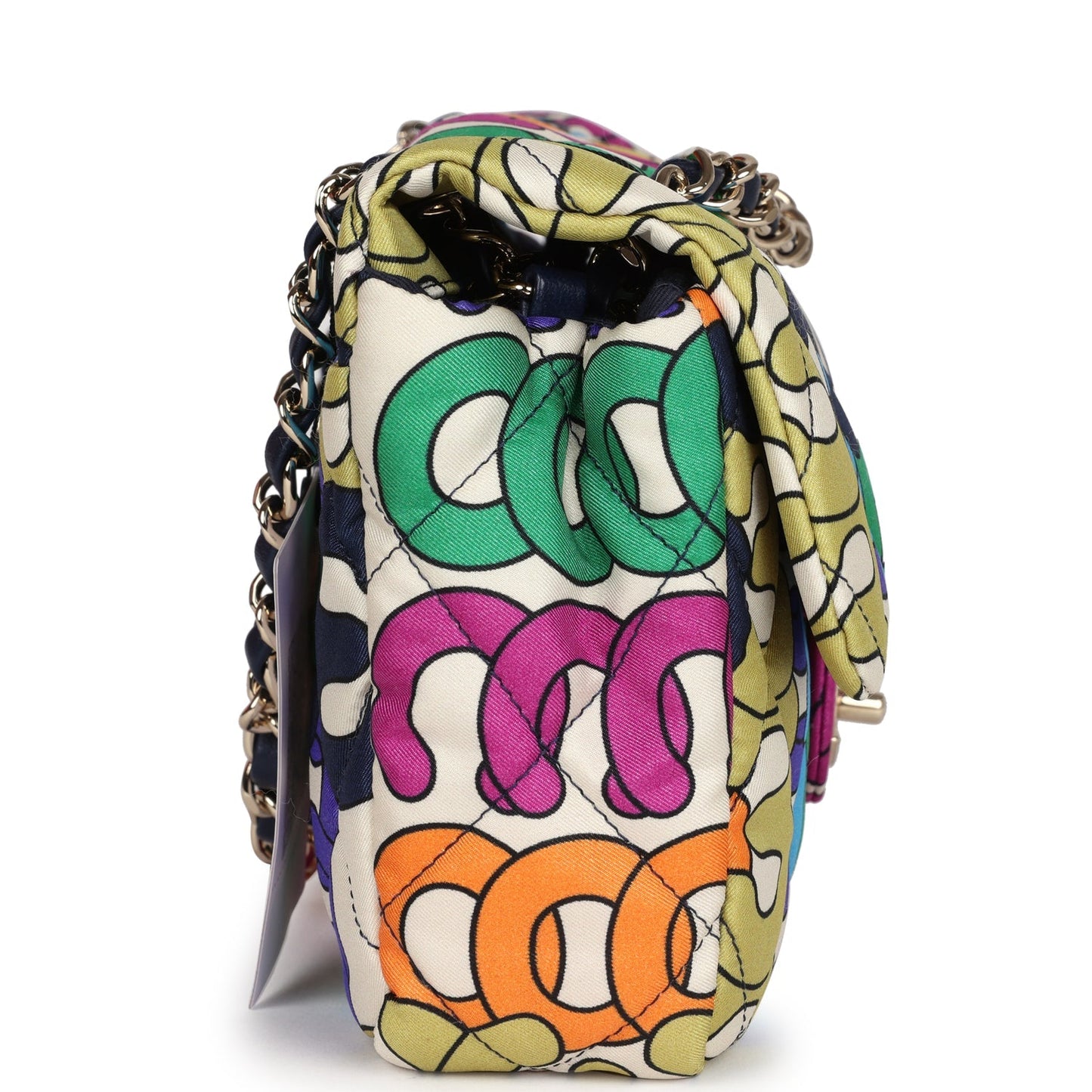 Chanel Medium Flap Bag Rainbow Logo Nylon Light Gold Hardware