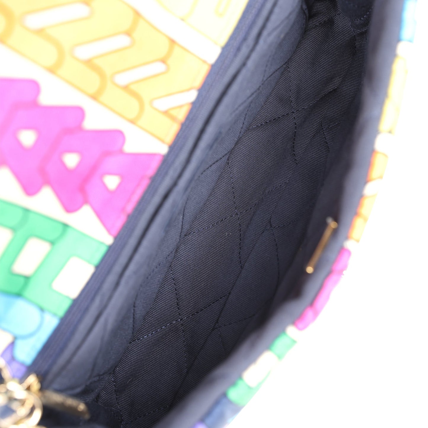 Chanel Medium Flap Bag Rainbow Logo Nylon Light Gold Hardware