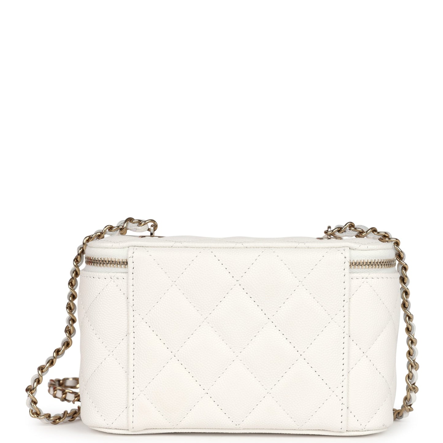 Chanel Small Vanity Case White Caviar Light Gold Hardware Handbag