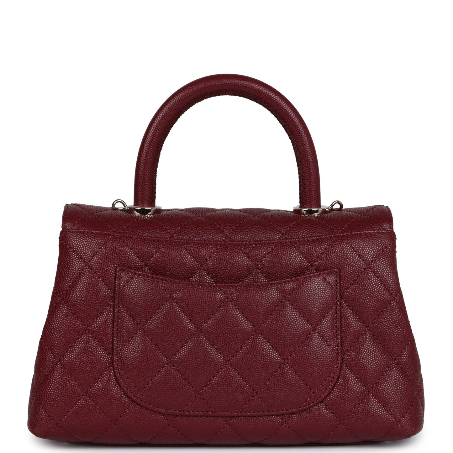 Chanel Small Coco Top Handle Flap Bag Burgundy Caviar Light Gold Hardware Coco Handle